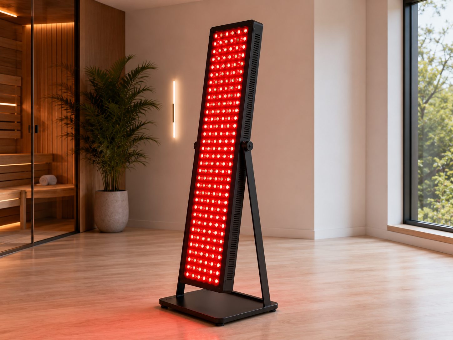 Red light therapy bed side view