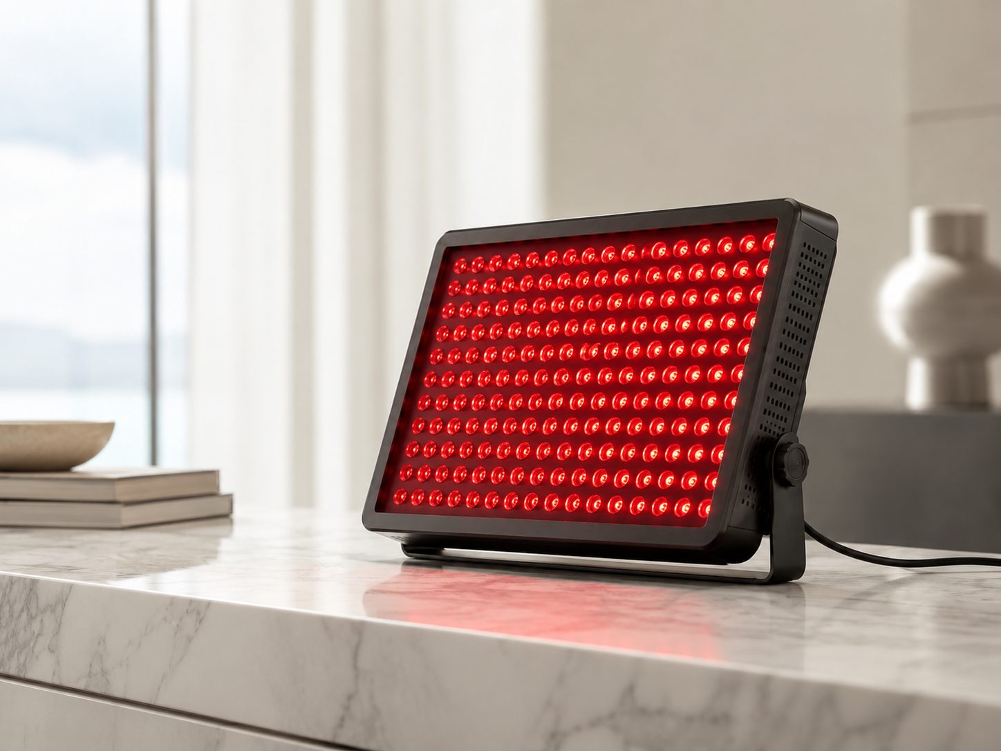 Red light therapy bed side view